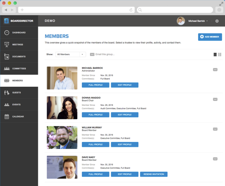 screenshot of Board Director